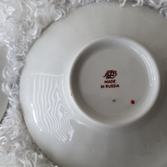 Lomonosov Porcelain Baskets Bridesmaid 2 Tea Cups Saucers First Quality - Rare - Picture 5 of 12